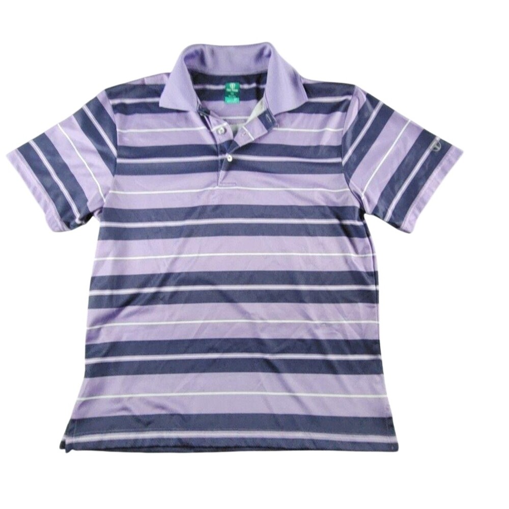 Pro Tour Polo Shirt Mens Medium Purple Stripe Airplay Golf Jersey Performance